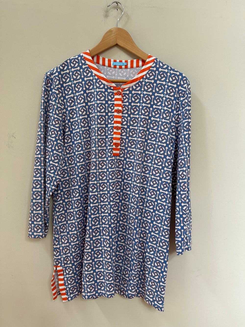 J. McLaughlin Catalina Cloth 3/4 Sleeve Tunic Catalina Cloth XL Preppy Classic